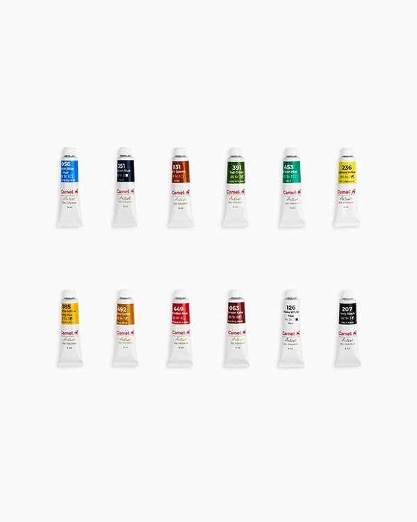 Camel  Artist  Oil  Colours  Assorted  pack  of  12  shades  in  9  ml 