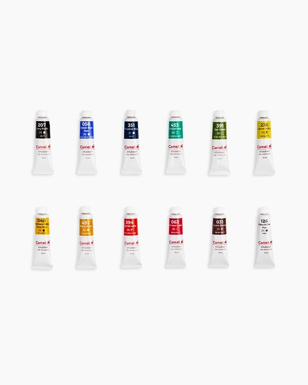 Camel  Student  Oil  Colours  Assorted  pack  of  12  shades  in  9  ml 