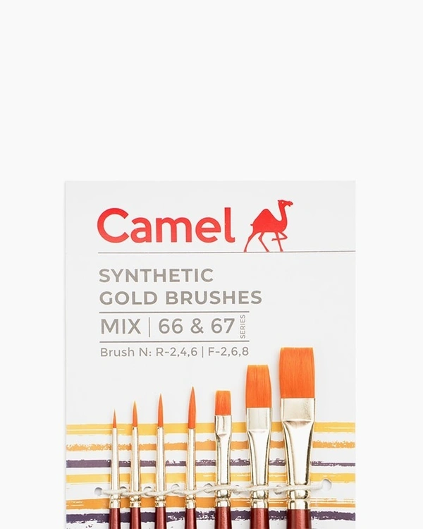 Camel  Synthetic  Gold  Brushes  Assorted  pack  of  7  brushes,  Round  -  Series  66  &  Flat  -  Series  67 