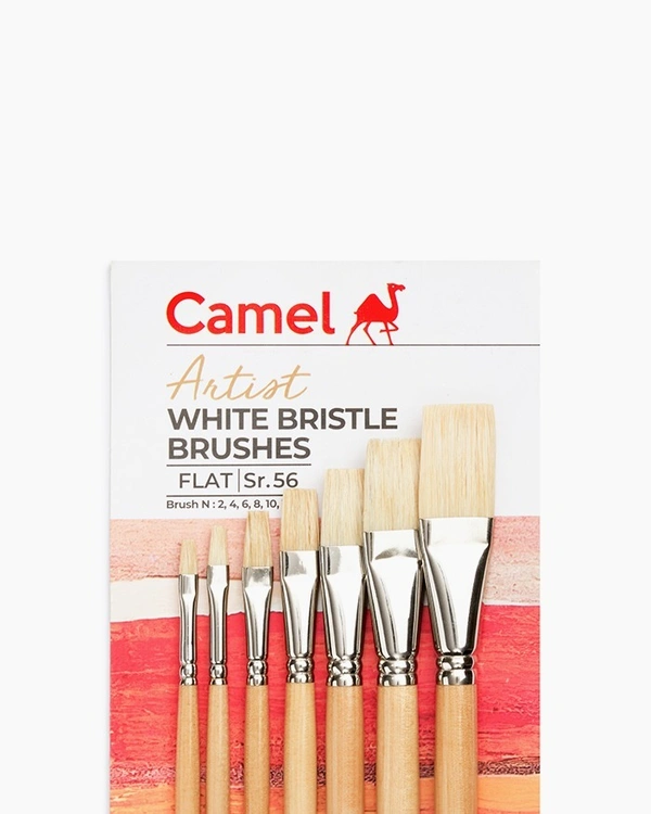Camel  White  Bristle  Brushes  Assorted  pack  of  7  brushes,  Flat  -  Series  56 