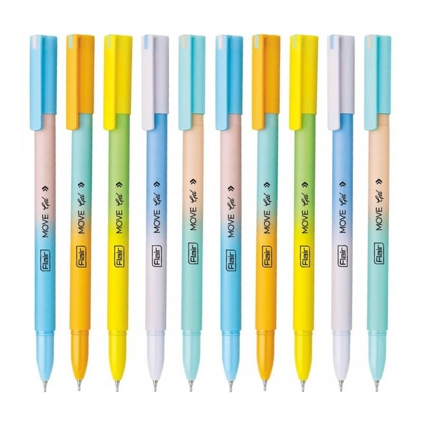 FLAIR Move Gel Pen Blue Ink, Set Of 10