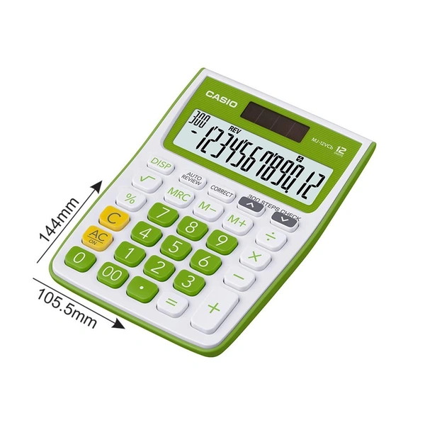 Casio MJ-12VCb-GN 300 Steps Check & Correct Colourful Desktop Calculator