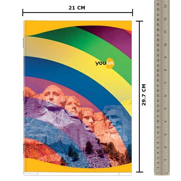 Navneet Youva  A4 Size - 21 Cm X 29.7 Cm | 172 Pages |  Soft Bound Long Book | Rainbow Design Notebook For Students | Single Line | 172 Pages | Pack Of 6