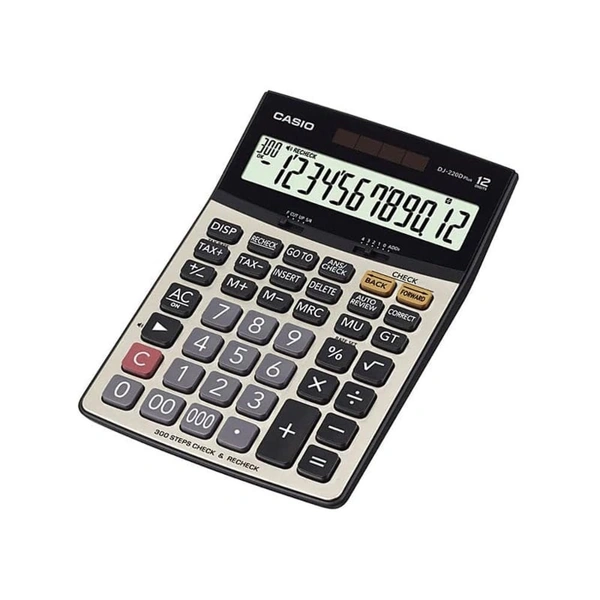 Casio DJ-220D Plus 300 Steps Check & Correct Premium Desktop Calculator with Metallic faceplate & Bigger Screen/Keys (12 Digit)