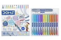 Doms Super Soft Tip Pastel Shades Brush Pen Set | 12 Pastel Shades + 1 Silver Shade + 1 Blender | Ideal for Doodling, Illustrations, Calligraphy, Artists,...