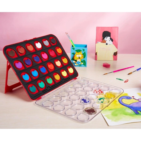  Camel ColorPad Watercolor Cake with Paint Brush | 24 Shade Set