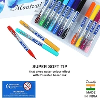  DOMS 14 Shades Brush Pen Box Pack | Super Soft Tip With Brilliant Colors | Water Based Ink Which Gives Water Color Effect | Pack Of 1, Multicolor