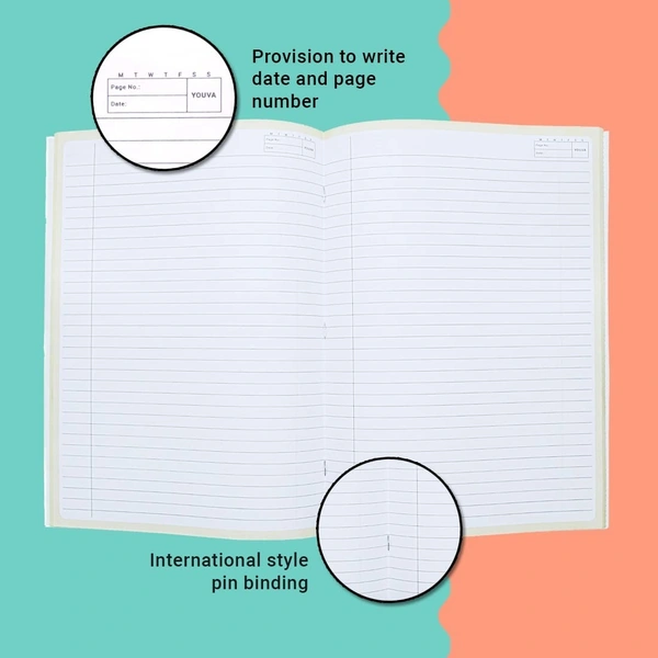 Navneet Youva  A4 Size - 21 Cm X 29.7 Cm | 172 Pages |  Soft Bound Long Book | Rainbow Design Notebook For Students | Single Line | 172 Pages | Pack Of 6