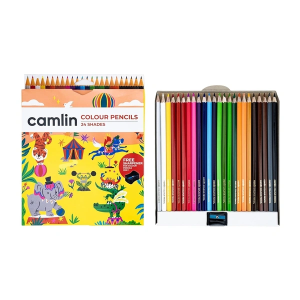  Camlin 24-Shade Full Size Colour Pencil Set (Assorted)