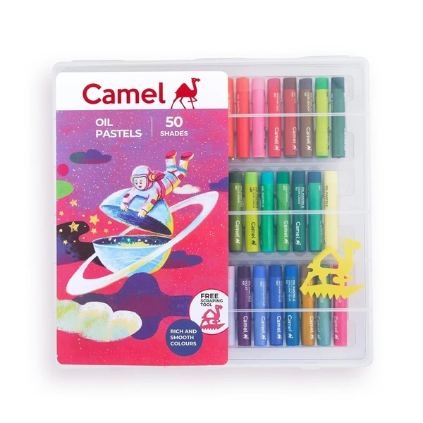Camlin Oil Pastel With Reusable Plastic Box, Multicolor - 50 Shades
