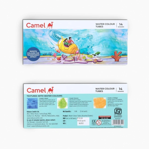  Camel Student Water Color Tube - 5Ml, 14 Shades, Multicolor