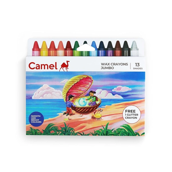 Camel Jumbo Wax Crayons Assorted, 13 Shades