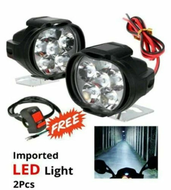 Bike Headlight (Set Of 2 With Switch) - 6 LED, Black