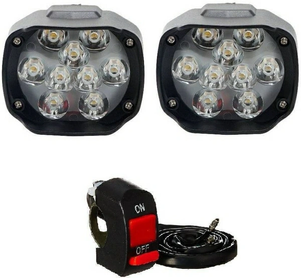 Bike Headlight (Set Of 2 With Switch) - 9 LED, Black