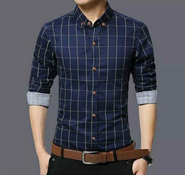 Men's Shirt  - Navy Blue, XL