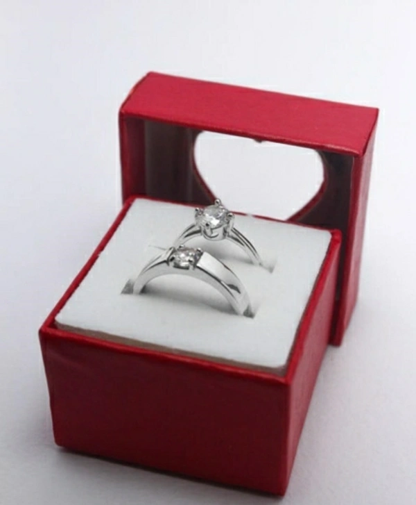 Silver Plated Couple Rings Set - Adjustable