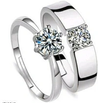 Silver Plated Couple Rings Set - Adjustable