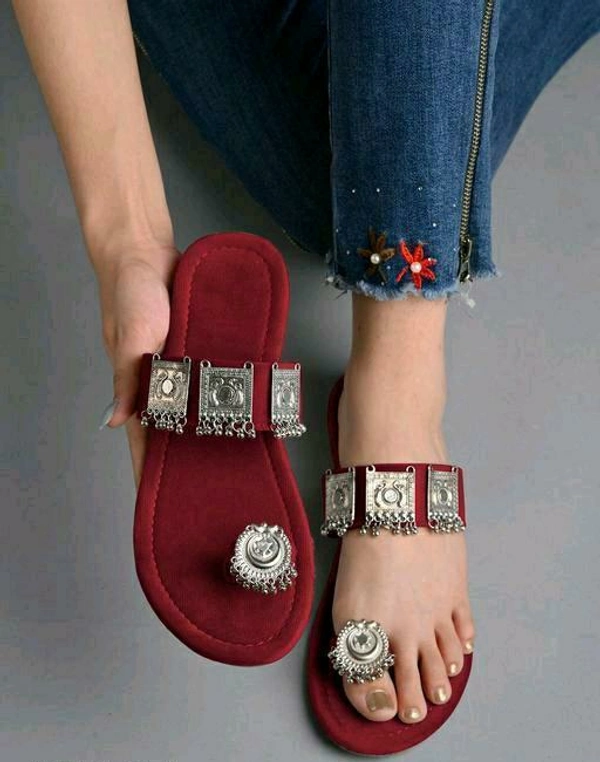 Ladies Sandal - Bright Red, 4