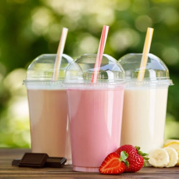 Milkshake Glasses (350ml ) With Lid - White, 350ml