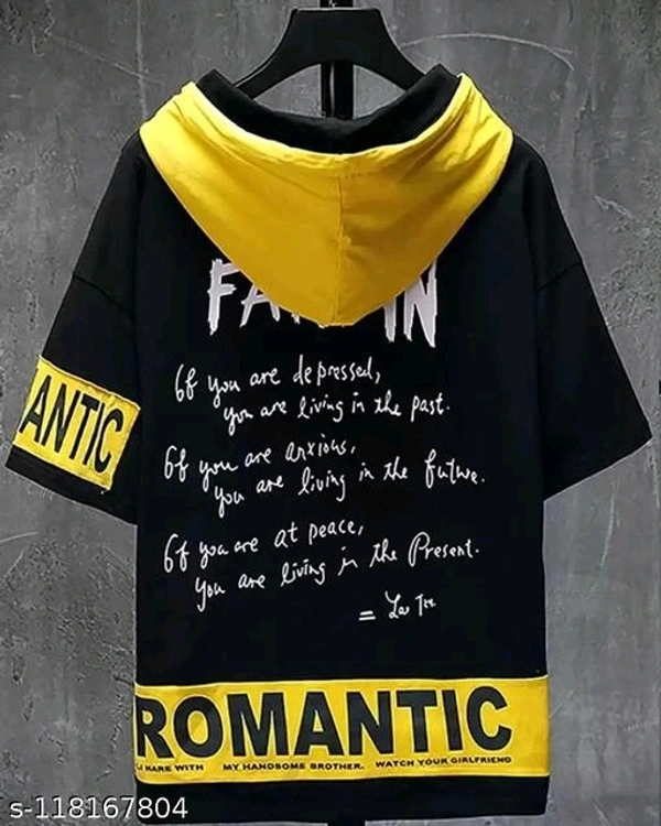 Down Sleaves Tshirt For Men - Black, XL