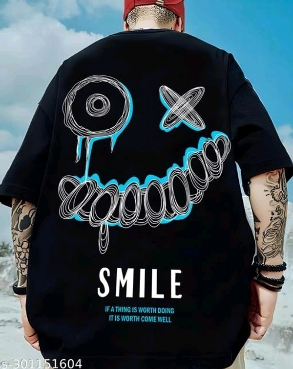 Smile Over Sized T Shirt - Black, L