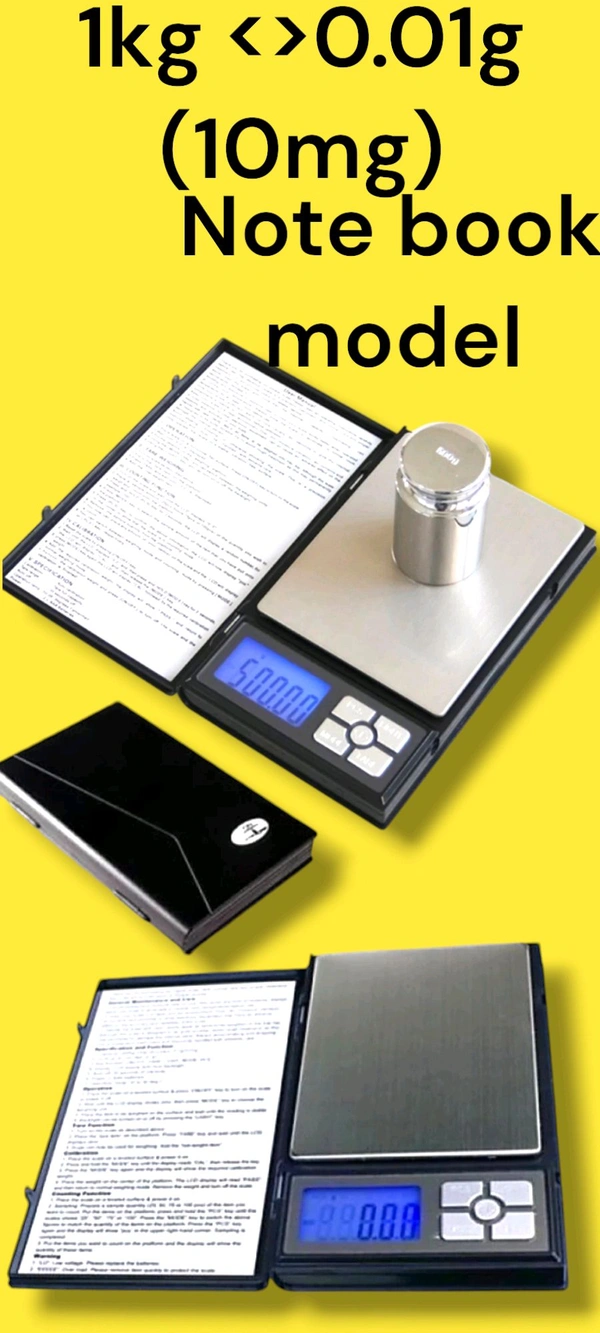 {1kg10mg} Mini Note Book Model Jewelleri Scale 1kg  - Black