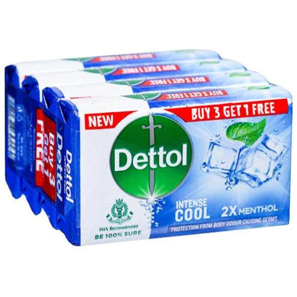 Dettol Intense Cool 2X Menthol Soap (Buy 3 Get 1 Free) 4 x 75 g