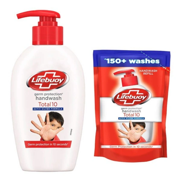 Lifebuoy Total 10 Germ Handwash 190 ml (Free 185 ml pouch)
