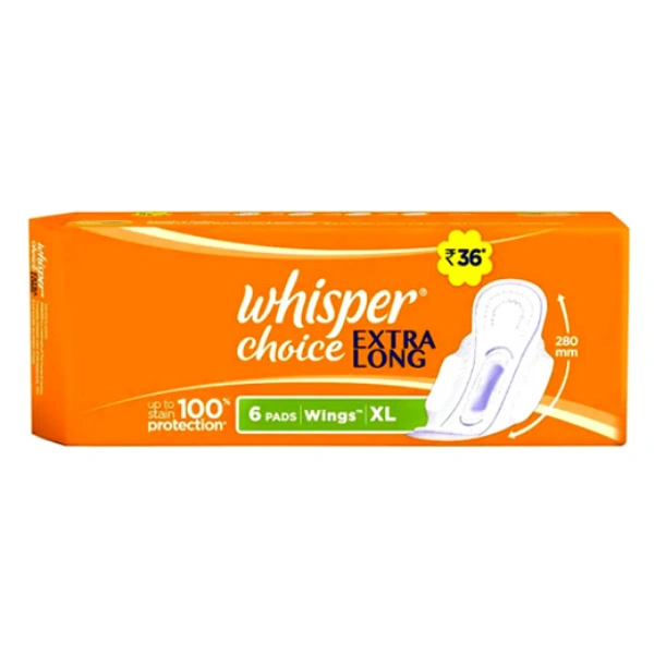 Whisper Choice Extra Long XL Pads Pack Of 6