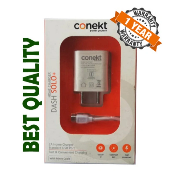 CONEKT DASH SOLO+ Smart & Fast Charger Micro USB 3A