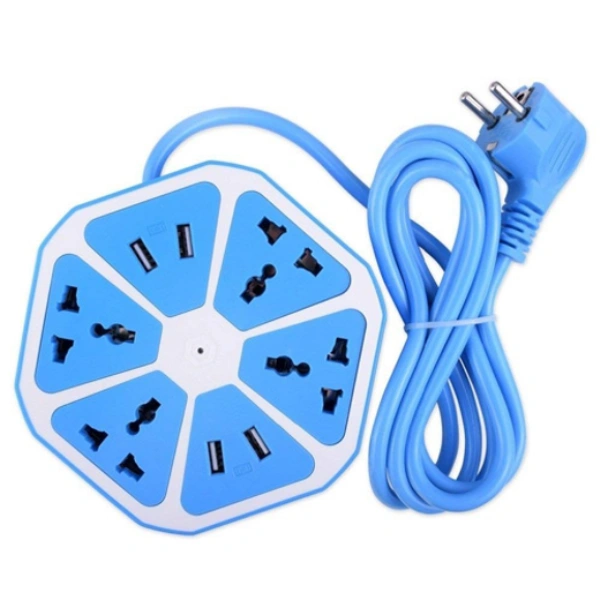 Hexagon Electrical Extension Cord Power Socket with 4 USB with Wire Cable