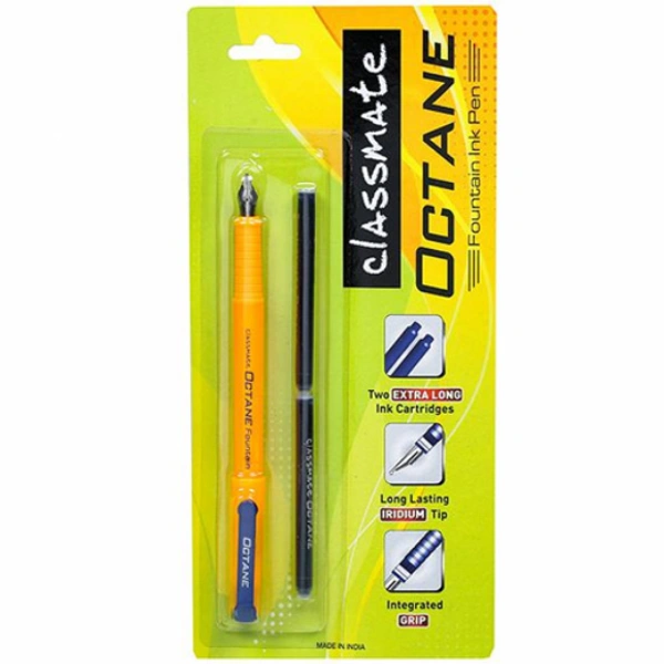 Classmate Octane Fountain Blue Ink Pen With 2 Ink Cartridges 