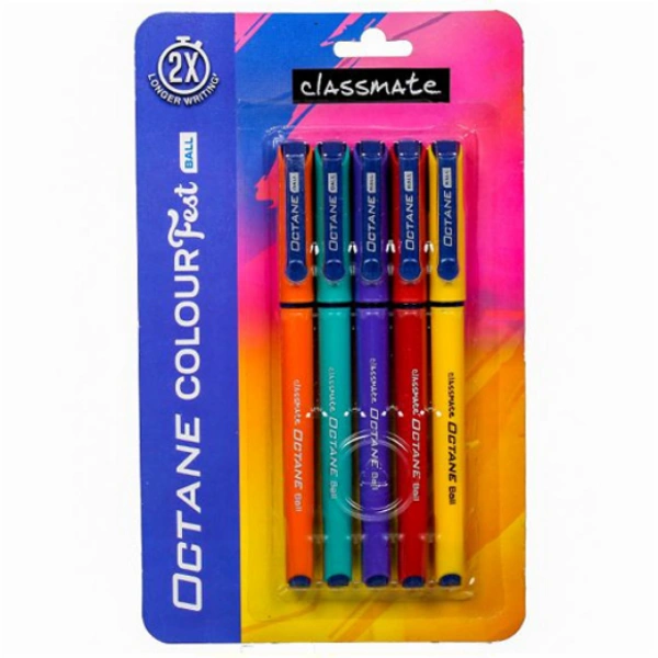 Classmate Octane Colour Fest Blue Ball Pen Pack Of 5 