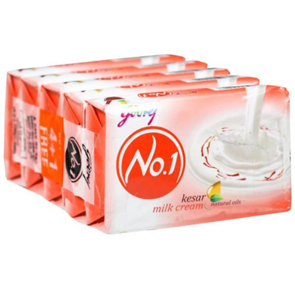 Godrej No.1 Kesar & Milk Cream Soap (Buy 4 Get 1 Free) 5 x 100 g