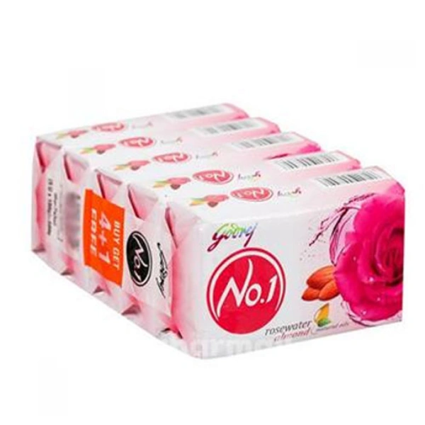 Godrej No.1 Rosewater Almond Soap (Buy 4 Get 1 Free) 5 X 100 G