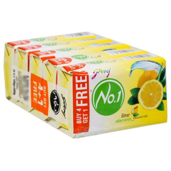 Godrej No.1 Lime And Aloe Vera Soap (Buy 4 Get 1 Free) 5 x 100 g