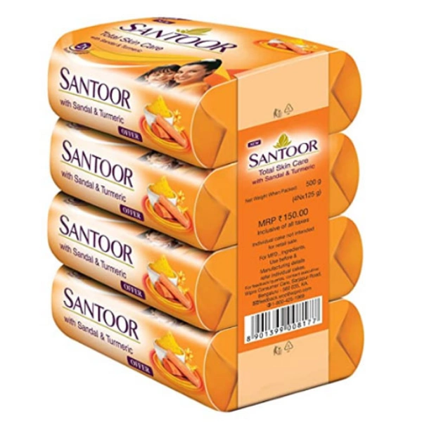 Santoor Sandalwood and Turmeric Soap 150g Pack of 4
