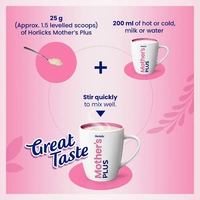 Horlicks Mother's Plus, Health Drink for Pregnancy & Lactation, Protein for Healthy Birth Weight, No Added Sugar, Vanilla Flavour, Refill, 500g