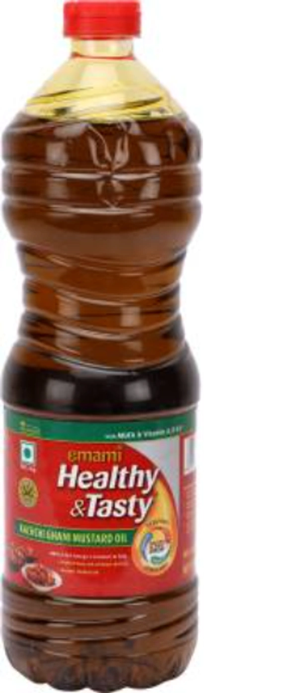 EMAMI Healthy & Tasty Kachchi Ghani Mustard Oil Plastic Bottle  (1 L)