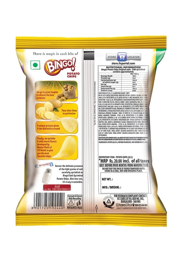 Bingo Salt  Sprinkled Potato Chips 100 Gms 