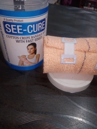 SEE- CURE COTTON CREPE BANDAGE - Web Orange, 8cm X Stretched Length 4 Meters