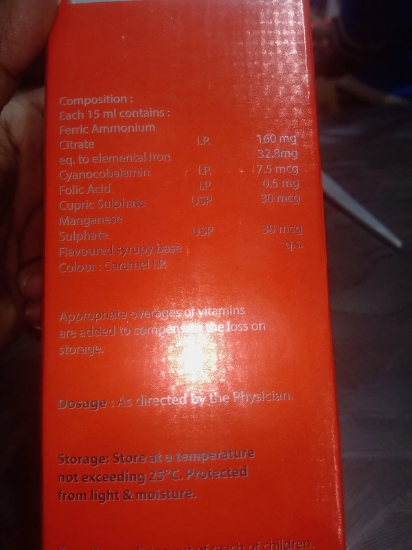 Multivitamin Iron,Folic Acid,Vitamin B12(Necfolic Forte) - Red, 300ml