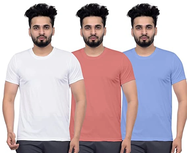 3 Round Neck T Shirts (polyster) - Free(call On 7987671552 For Size