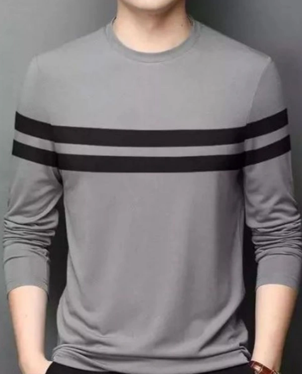 Men Full Sleeves Stylish Tshirt - Silver, 40