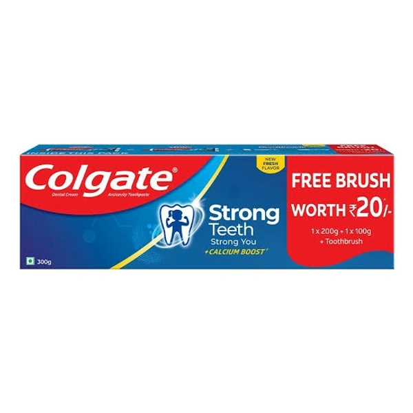 கோல்கேட் பேஸ்ட் / Colgate Strong Teeth Toothpaste Offer - 200gms + 100gms + 1ToothBrush