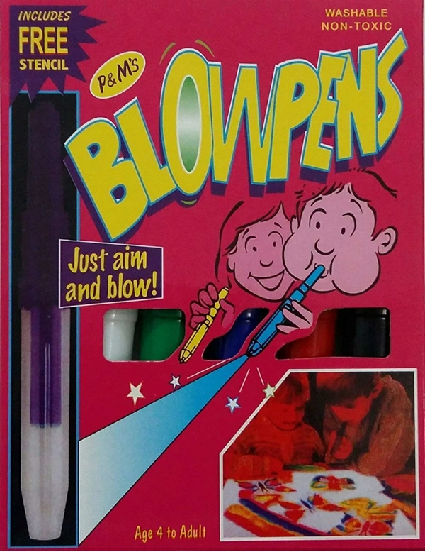 Set of 6 Pc Colour Spray Magic Blowpen Set With Sketch Pens At One Side N Other Side To Blow-3 Paper Stencil,For Students, Kids & Craft Lovers, Children Fun-Arts & Crafts, Multicolor