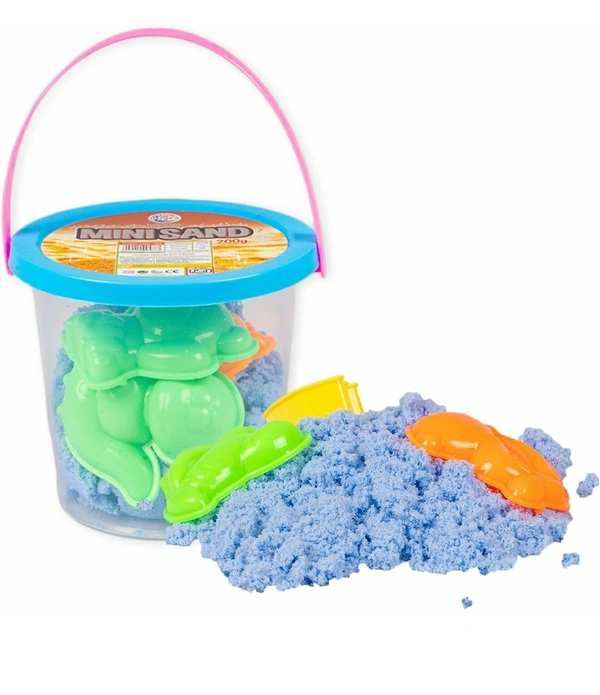RATNA'S Mini Sand 200g Blue Color for Kids with Assorted Moulds - Kinetic Sand Kit Activity Toys, Soft Sand Clay (Blue)