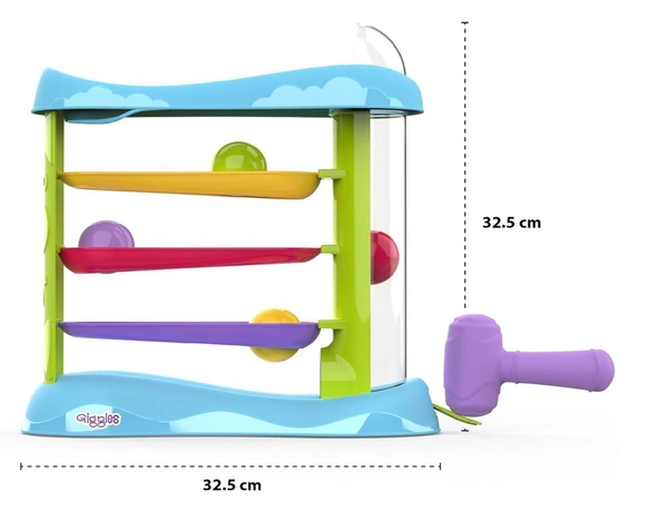 Funskool Giggles Bash & Pop Slide Tower - Hammer Toy with 4 Colorful Balls | Motor Skills Activity Toy for Toddlers 18+ Months Delivery Time: 2-3 Days