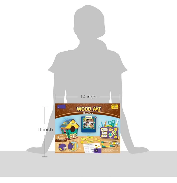 Imagimake DIY Wood Art Mega Pack - Make 3 Photo Frames, Pen Stand & Bird House | Painting & Colouring Craft Kit for Kids 5+ Years Delivery Time: 2-3Days