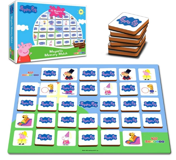Wembley Peppa Pig Magnetic Memory Match Game - 32 Tiles with 64 Picture Icons | Educational Brain Puzzle for Kids 3+ Years Delivery Time: 2-3Days